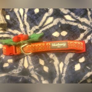 Festive Red Dog Collar with Holly Design